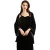 BRYCTSISEN Scialle da donna in velluto e avvolgente, per matrimoni, damigelle d'onore, abiti da sera, feste, balli studenteschi, accessori sciarpa, nero, Prossoefinito