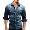 Angel ZYJ Camicie Uomo Jeans Maglietta Informale Allentata Comode E Traspiranti Stile Slim Manica Lunga Primavera Autunno Shirts (Blu, M)