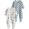 NEXT Bambini Confezione da 2 Tutine per Neonati in Micropile con Zip bidirezionale Blu 3 Mesi