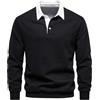 MakingDa Felpa Uomo Senza Cappuccio Manica Lunga Colletto a Polo Felpe Uomo Invernale Caldi Basic Pullover Sweatshirt Lavoro Casual Sportivo Invernali Caldo Classic Cotone Maglione Top Nero XXL
