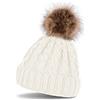 StyleBREAKER Cuffia a Pon Pon Con Motivo Intrecciato, in Maglia Con Pelliccia, Beanie Invernale Unisex 04024064, Bianco (Crema-Bianco)