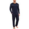 Marvmys Pigiama Uomo Cotone Lungo Invernale Due Pezzi Pigiama a Maniche Lunghe con Scollo Rotondo e Pantaloni con Tasche