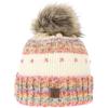 Faera Cappello Invernale da Donna con Pompon in Pelliccia Sintetica e Fodera in Pile Termico, Colore:Marrone Chiaro, Taglia:One Size