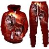 lFTEGUFKXS Tiger Tuta da jogging da uomo Leone Tracksuit Oversize Tuta da allenamento Felpa con cappuccio Pantaloni da jogging Tuta sportiva, L