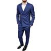 Evoga Abito Uomo Sartoriale Completo Vestito Doppiopetto gessato Elegante Cerimonia (48, Blu Scuro)