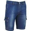 Evoga Jeans Pantaloni Corti Uomo Cargo Blu Denim con tasconi Laterali