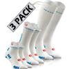 sesto senso 3 Paia di Calzini Sportivi MIX Bianco - Corti alla Caviglia al Polpaccio e Lunghi a Compressione Multisport Unisex 43-47 White