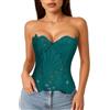 LEACOOLKEY Corpetto Corsetto in Pizzo Floreale Trasparente con Lacci per Donna Top Halloween