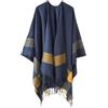Foweknow Poncho da uomo in pile invernale caldo sciarpa in pile spesso mantello autunno inverno termico capes wrap Fashion Colour Block Wrap Open Front donna giacca invernale comoda semplice cardigan