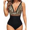 JTSONN Costume da Bagno Intero Donna Sexy Scollo a V Costumi da Mare Spalline Regolabili Push Up Imbottito Reggiseno Costumi Interi Donna Beachwear