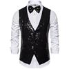 Generic Giacca per Colore Paillettes Costume Gilet Con Paillettes Papillon Nightclub Danza Matrimonio Moda Dress Up Uomo Trench Coat In Pelle