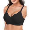 ZAAYO Reggiseno da donna con coppe piene senza ferretto, reggiseno senza cuciture, scollo a V, taglio ondulato, imbottito, reggiseno push up, senza ferretto, con ulteriore estensione del reggiseno