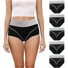 Forllori Mutande Donna Cotone Vita Alta Pacco da 5 Slip Culotte Comode Elasticizzato Intimo Grigio L