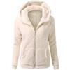 AMDOLE Vestaglia con zip in pile con cappuccio da donna Uk Essentials Felpa con cappuccio da donna con zip cappotto invernale cappotto lungo, Beige #3., XXL