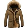 amropi Giubbotto Parka Uomo Giacca Invernale Caldo Cappotto in Pile con Cappuccio in Pelliccia Giacche Marrone, S