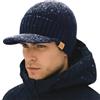TOP-EX DryKnit™ Berretto impermeabile da uomo in lana merino con visiera e fodera in pile, berretto invernale in lana merino caldo, XL/XXL