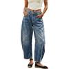 DaPongZhi Jeans Donna Larghi Eleganti, Baggy Jeans Donna a Gamba Larga Pantaloni in Denim Comodi con Tasche Pantalone Push Up Leggeri Pants Vintage Ragazza Teenager Streetwear