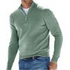 Letuwj Top Polo Manica Lunga Scollo a V Lana Pile Cerniera Uomo Casual, Verde chiaro, XXL
