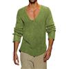 Darringls Maglione da uomo vintage con scollo a V a maniche lunghe strappato maglione a maglia primavera autunno maglione uomo maniche lunghe profondo scollo a V solido maglia uomo maglione casual uomo maglione
