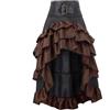 WAZHAKU Gonna in tulle nera da donna steampunk gotico in pizzo gonna lunga pirata gonna retrò vintage steampunk gotico lunghezza asimmetrica vittoriana vintage cosplay party abito da pirata, O marrone, S