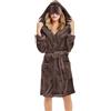 Generico Camicia da Notte in Flanella per Donna con Maschera per Occhi, Cozy Rube Pellicciata e Calda per Inverno con Cappuccio, Fluffy Abbigliamento da Letto(1A-Coffee, S)