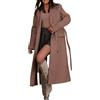 Generic Trench lungo da donna, oversize, doppiopetto, con risvolto, soprabito con cintura, abbigliamento alla autunnale 2024 Giubbino In Pelle Donna Primaverile Gpiumino Donna