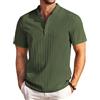 COOFANDY Camicia Henley Uomo Estiva Camicia Casual Maniche Corte con Collo Alto Tessuto Strutturato per Spiaggia e Tempo Libero