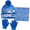 Sonic The Hedgehog Set invernale da 3 pezzi con cappello, guanti e snood con pompon