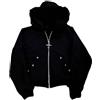 Generisch Felpa con cappuccio da uomo oversize, con cappuccio in pelliccia, da donna, con cappuccio, stile streetwear, per uomo Y2K Clothes, O nero., XL