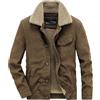 Generico Giacca invernale da uomo in velluto con colletto spesso e caldo design casual a coste largo per protezione termica (Khaki, XL)