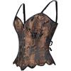 Generisch Corsetto da donna in broccato con spalline - Top modellante in stile vintage floreale | Elegante bustier per feste e occasioni speciali, L