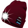 ATNKE Berretto Bluetooth con LED Illuminato, USB Ricaricabile Wireless Musicale Cappello Corsa Ultra Bright 4 LED Impermeabile Lampada per Sci Escursionismo Campeggio Ciclismo