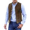 Foweknow Gilet per costume tradizionale bavarese, da uomo, senza maniche, con colletto alto, elegante, vintage, slim fit, costume tradizionale bavarese, Oktoberfest, caffè, L