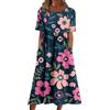 Generic Abito estivo lungo da donna, taglie grandi, estivo, da spiaggia, leggero e arioso, a maniche corte, a vita alta, linea ad A, elegante, con tasche, Colore: rosa., S