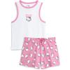 HELLO KITTY Pigiama Donna con Gilet e Pantaloncini Bianco e Rosa | Set Pigiama Senza Maniche con Stampa Cartoni Animati | Taglia XL