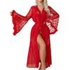 PARUPRUP Kimono Abito Lungo Sexy Donna Vestaglia Trasparente Maglia Camicia da Notte Piume Maniche Lunghe Accappatoio Stampa a Cuori Babydoll Curvy Scollo a V Set di Lingerie Tulle Bagno Cover Up