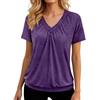 Generico Top in Lino Estivo da Donna T-Shirt con Volant alla Moda Tinta Unita Taglie Forti Abiti Casual Larghi