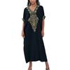 L-Peach Loungewear Boho Caftano di Cotone da Donna Kimono Oversize per Casa Maxi Abito da Spiaggia Copricostume