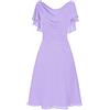 BOTCAM Abito da festa da donna, elegante, per matrimonio, lungo, a tracolla, in chiffon, con volant, slim fit, linea ad A, per feste, feste, da sera, lunghezza al ginocchio, vintage, per damigella d'onore
