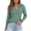 Arach&Cloz Polo da Donna Autunno Inverno in Morbido Misto Lana Maniche Lunghe(Green, XL)