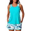 Generico Women's Flattering Tankini Swimsuit Set with Shorts - Classic Bathing Suits (Blue2,L)