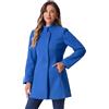 Allegra K, cappotto invernale da donna, con collo alto, a manica lunga, a petto singolo, abbigliamento esterno, Blu mare, S