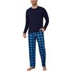 Litherday Pigiama Uomo Invernale Caldo Cotone Lungo Pigiama a Maniche Lunghe Pantaloni Pigiami Due Pezzi da Uomo Morbido Loungewear