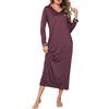 Demegimi Camicia da Notte Donna in Cotone Manica Lunga con Scollo a V Camicie da Notte Donna Lunghe Invernali