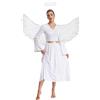 Yruioon - Costume da Angelo per Donna, con Ali da Angelo, Aurea, Costume da Dea Greca Athena, Stile Medievale, per Halloween, Carnevale, Festa in Maschera, Bianco, Taglia XL