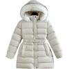 Generisch Ragazze Inverno Piumino Caldo Ispessito Pelliccia Sintetica Foderata Giacca Con Cappuccio Capispalla Per Il Freddo Moda Bambina, bianco, 8-9 Jahre
