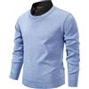 Duohropke Maglione a maglia da uomo finto due pezzi pullover maglia fine colletto camicia maglieria maniche lunghe cardigan con scollo a V felpa maglione risvolto semplicità maglia casual, 01 blu