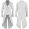 Eauptffy Costume da uomo medievale vittoriano cappotto gotico steampunk smoking vintage giacca cosplay frack blazer per Halloween carnevale festa uomo slim fit, O bianco., M