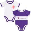 Only4fan srl ACF Fiorentina Set 2 Body Manica Corta Neonato Biancheria Contenitiva per Bambino, Bianco, 9-12 Mesi Unisex-Bimbi