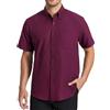 HISDERN Camicia Uomo Maniche Corte Rosso Scuro Oxford Button Down Camicie Uomo Estiva da Ufficio Manica Corta con Tasca vestibilità Regolare, 3XL